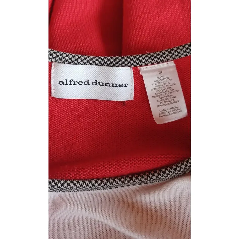 VTG Alfred Dunner Red Cardigan Medium Embroidered Shoe & Handbag Knit Cottage